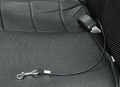 Mogoko Pet Car Seat Belt Restraint Coated Stainless Steel Chew Proof Dog Safety Vehicle Leashes Double Handle Black Tether Rope For Pet Harness--4 Sizes 